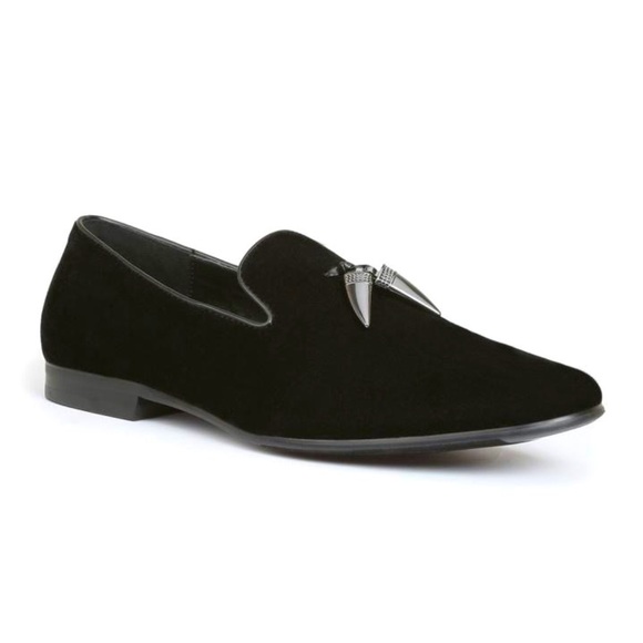 GIORGIO BRUTINI Cowell Black Velvet Slip On Loafer Gunmetal Pointed Tassels - Picture 3 of 13